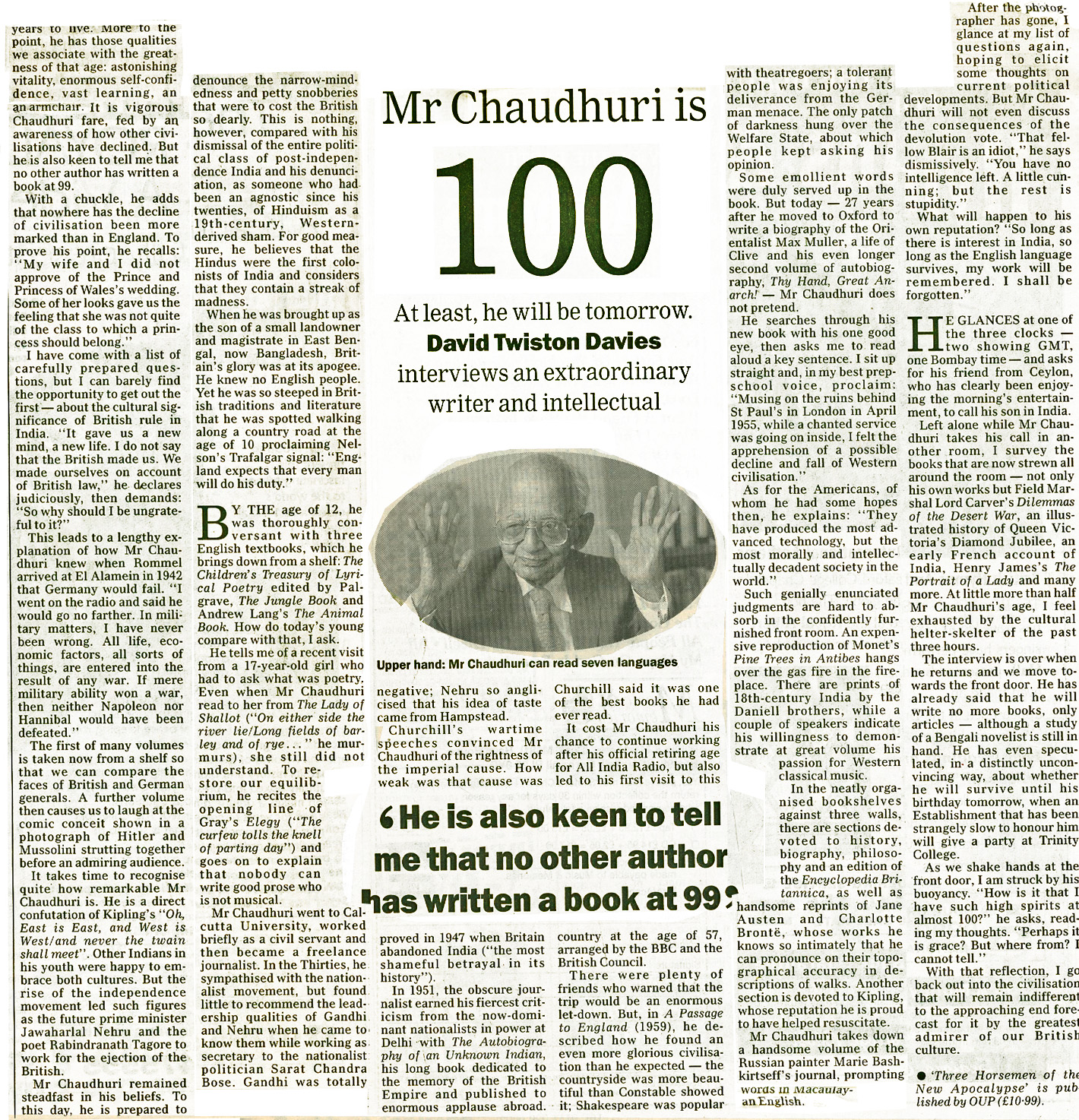 Indian polymath Nirad Chaudhuri 